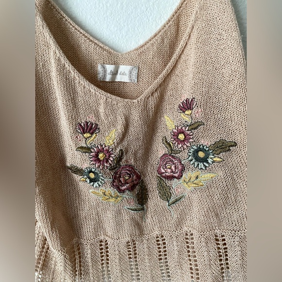 Altar'd State embroidered floral knit tank top. - Picture 3 of 6